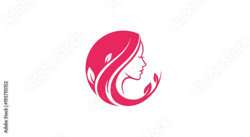 Woman profile silhouette in circle