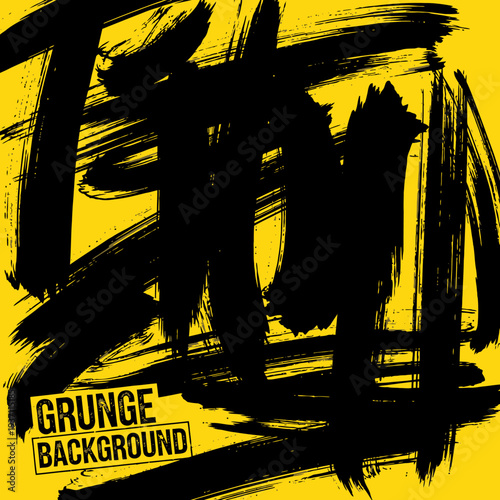 Grunge background with black brush strokes.