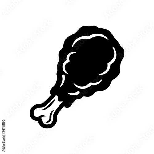 Fried Chicken Drumstick Silhouette Vector