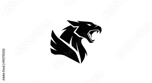 Stylized griffin silhouette on white background