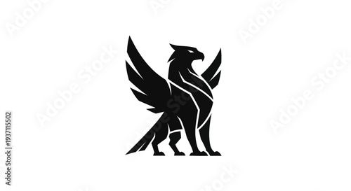 Stylized griffin silhouette on white background