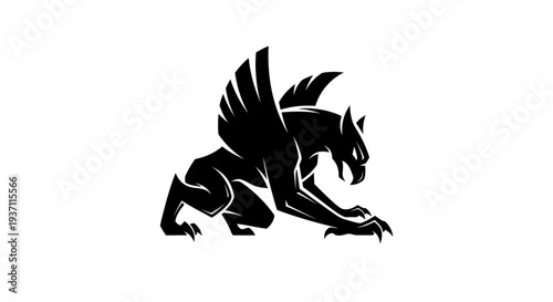 Stylized gryphon silhouette vector illustration