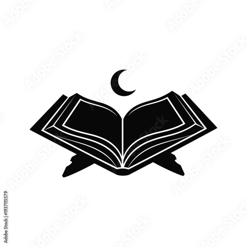 Quran Book Crescent Moon Islamic Symbol Commercial