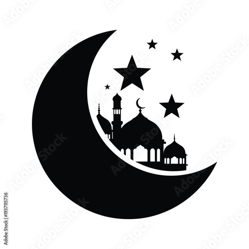 Mosque Crescent Stars Islamic Holiday Celebration