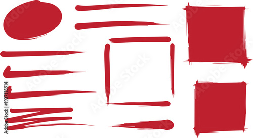 Abstract red brush strokes on white background