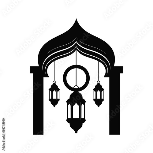 Islamic Lantern Archway Celebration Decorative Elements