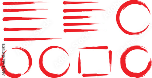 A pixelated red and white image with abstract shapes and letters