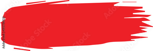 Vibrant red brush stroke on white background