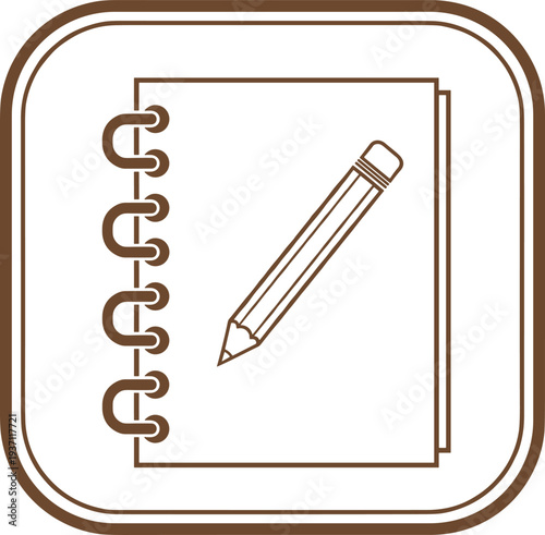 Spiral notebook with pencil icon minimal flat vector illustration for writing journal school stationery and note taking design