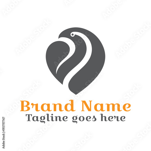 Love shape bird logo. Fully Vector EPS file. CMYK color mode. Editable color. Easy to download.