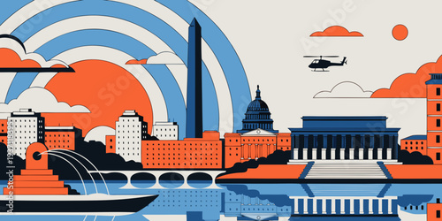 Washington, D.C. Monument Skyline Sunrise Panorama – USA | United States National Mall, Reflecting Pool Glow & Iconic Capital Landmarks