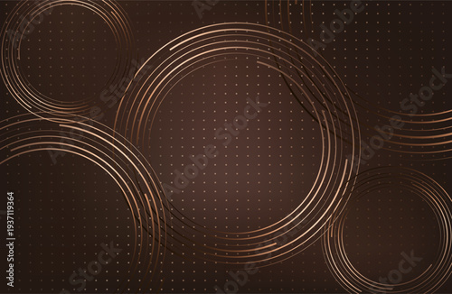 Business background design with mocha mousse line pattern (texture) in luxury pastel color. Abstract horizontal vector template for business banner.dark brown background with golden brown circles and 