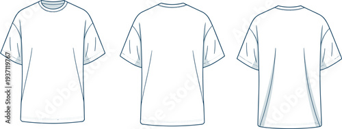 Three White T- Shirts with Different Sleeve and Hem in a Row t-shirt clothing apparel