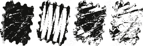 Abstract black brush stroke grunge texture set with rough uneven edges and distressed design elements