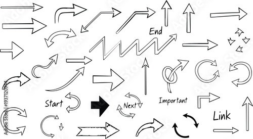 A collection of various arrows and pointers in different styles and directions for navigation and design purposes