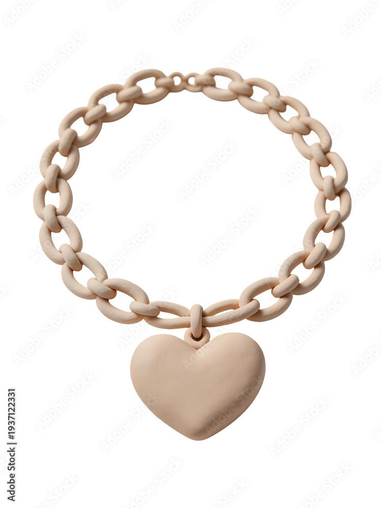 Obraz premium [Transparent Background PNG]Beige Heart Charm Chain Bracelet