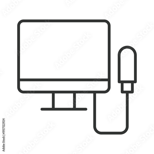 Ultrasound monitor device icon in line design. ultrasound, medical, monitor, diagnostic, healthcare, scan, equipment on white background vector. ultrasound editable stroke icon