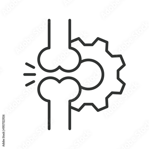 Knee joint prosthetics icon in line design. knee, joint, prosthetics, orthopedics, medical, implant, healthcare on white background vector. knee editable stroke icon