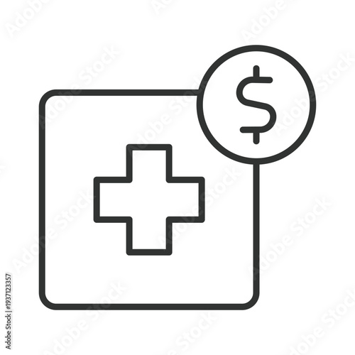 Paid medical service icon in line design. medical service, payment, healthcare, hospital, insurance, cost, clinic on white background vector. healthcare editable stroke icon