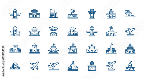 Airport icons vector set for design