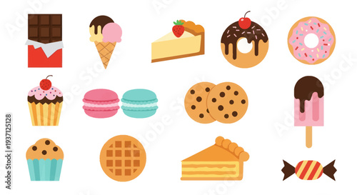 Assorted dessert items collection isolated