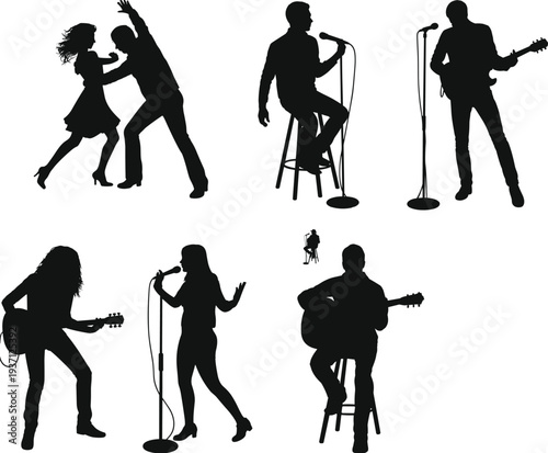 music, dance, singer, guitar, performance, silhouette, concert, entertainment, stage, microphone, band, lifestyle, art, creative, show, live music