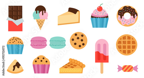 Assortment of colorful sweet treats isolated
