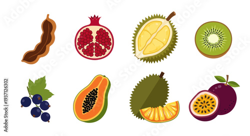Assortment of exotic fruits isolated on white