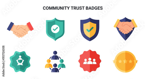 Community Trust Badges & Icons Set - Security, Reliability, Partnership, and Reputation for Websites & Digital Platforms