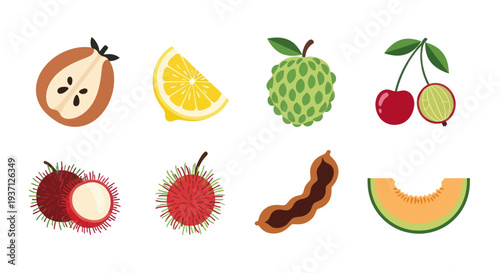Assortment of fresh fruits isolated on white