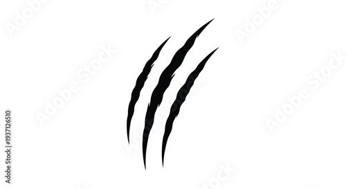 A striking graphic of three black claw marks against a clean stark white background high quality