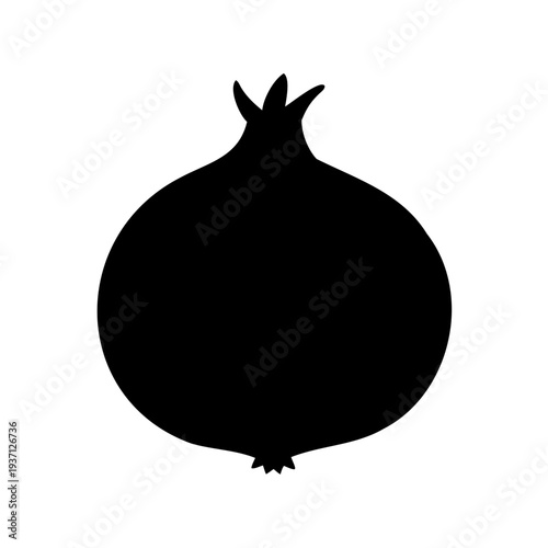 Stylized silhouette of a ripe pomegranate fruit on a white background