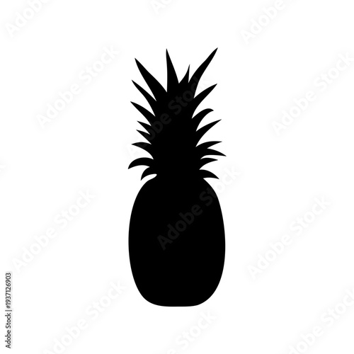 Isolated black silhouette of a pineapple against a white background for art