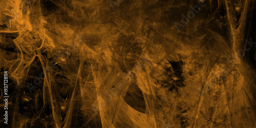 Eerie black background with billowing brown smoke on black background. old style dark brown grunge texture, brush painted . Old and grainy orange paper texture, vector,	