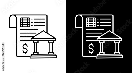 Bank Statement White Icon Set Design