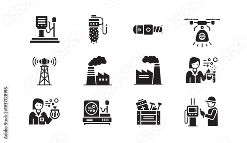 Industrial and technological icons for business and innovation projects