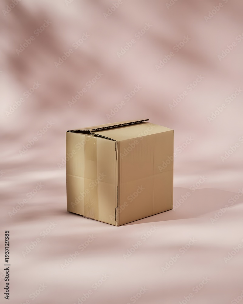 Fototapeta premium Closed cardboard box on soft background – packaging and delivery concept