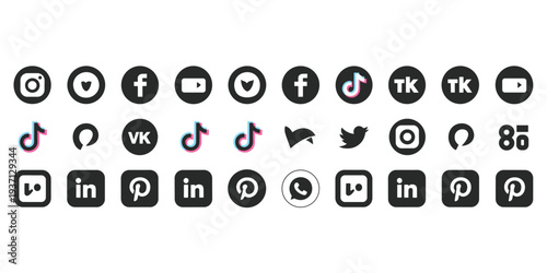 Assortment of Social Media Icons in Circular and Square Formats instagram facebook