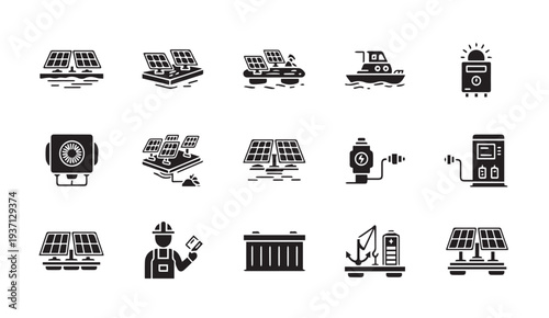 Renewable energy icons for sustainable power solutions