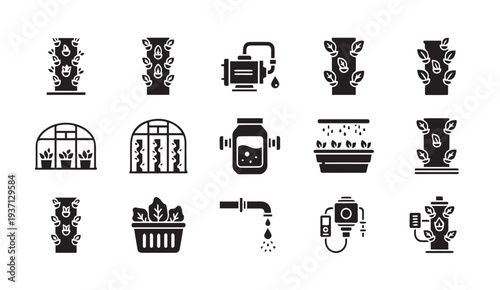 Modern eco-friendly icons for sustainable living and gardening