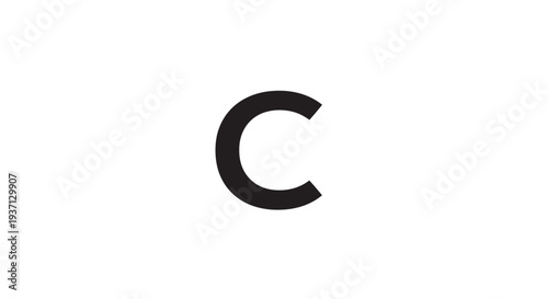 Black Letter C Isolated on White.