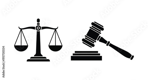 Scales of justice and a gavel symbolizing law legal systems and courtroom proceedings high quality professional
