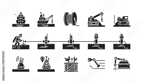 Industrial icons for business and technology concepts