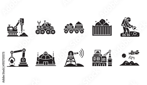 Mining operations with heavy machinery and industrial equipment