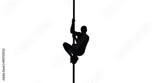 Silhouette of a man climbing a vertical pole showcasing strength and athletic ability high quality professional