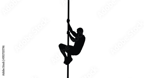 Silhouette of a person climbing a vertical pole showcasing strength and athletic ability high quality professional