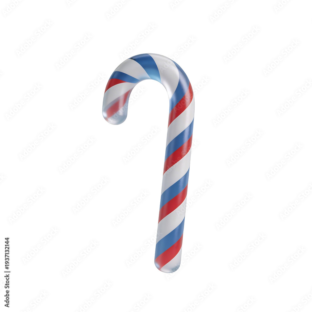 Obraz premium [Transparent Background PNG]3D Rendered Christmas Candy Cane with Stripes