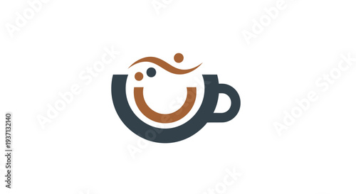Coffee Cup with Smiling Face Illustration.