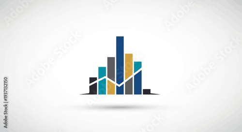 Colorful 3D Bar Chart Graph Illustration.