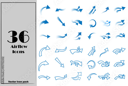 Air flow icons | Wind direction icons | architecture | Design | Set of arrows | UI/UX
